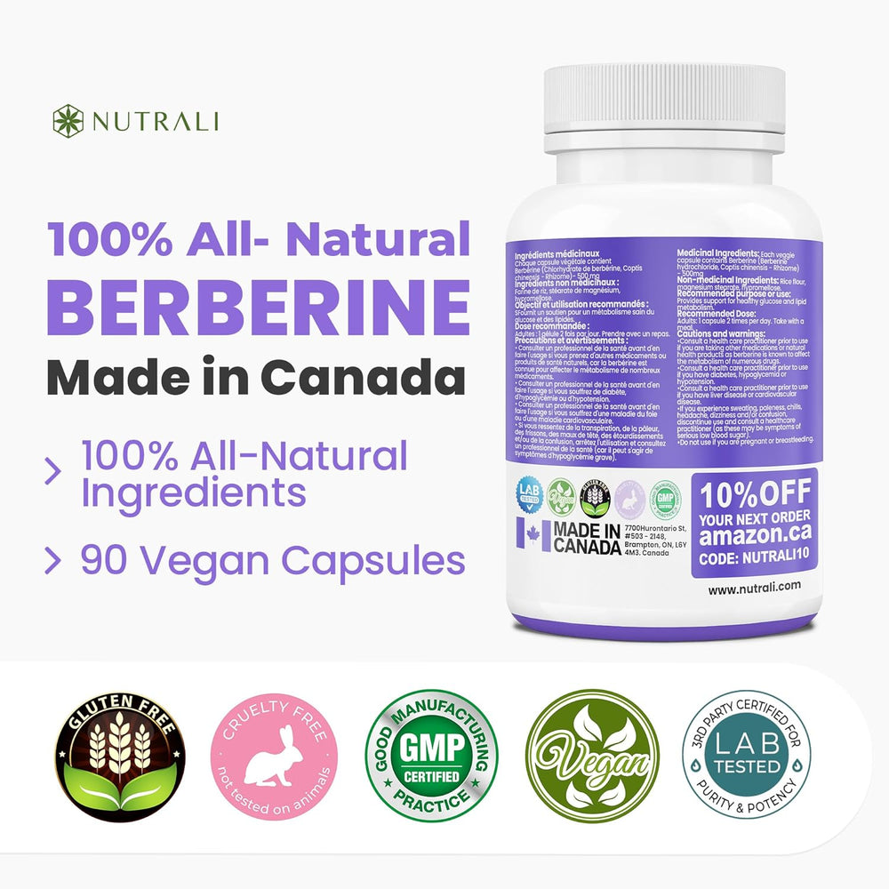 
                  
                    Berberine Capsules - 1000mg (per serving)
                  
                