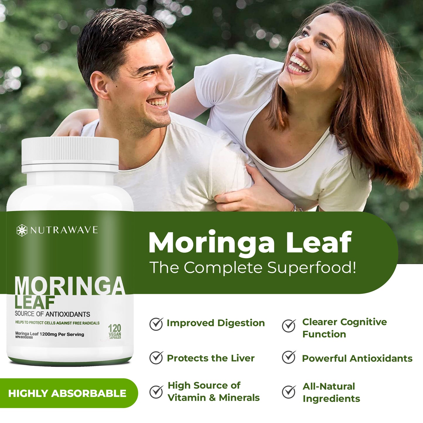 
                  
                    Organic Moringa Leaf Capsules - 1200mg
                  
                