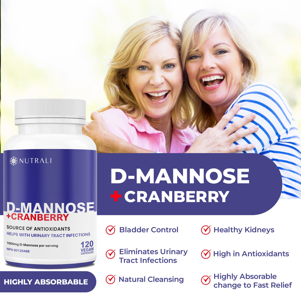 
                  
                    D-Mannose + Cranberry Capsules – 1000mg
                  
                