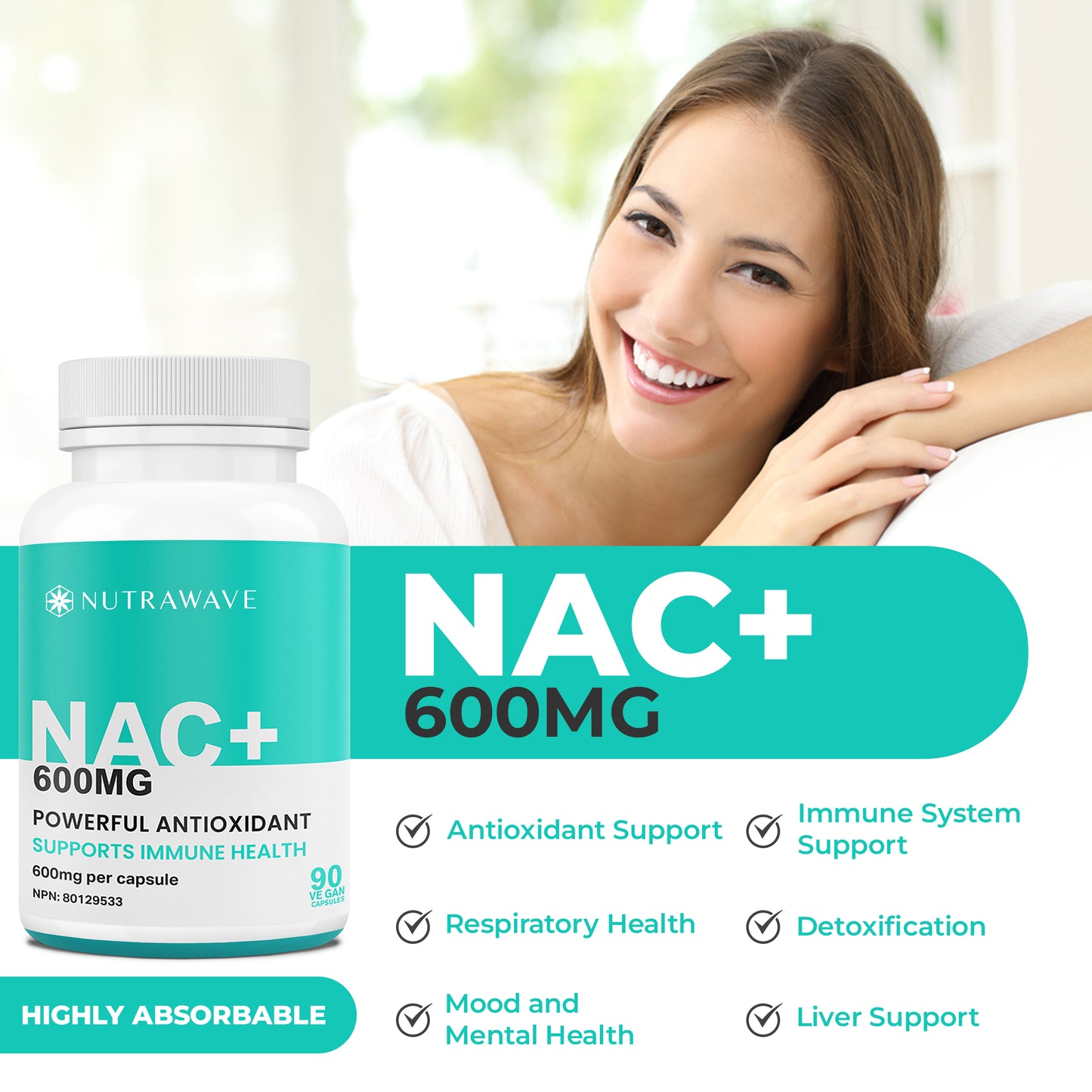 
                  
                    NAC (N-Acetyl-l-Cysteine) - 600mg
                  
                