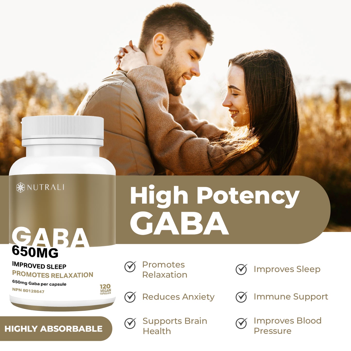 
                  
                    GABA (Gamma-Aminobutyric Acid) Caspule - 650mg
                  
                