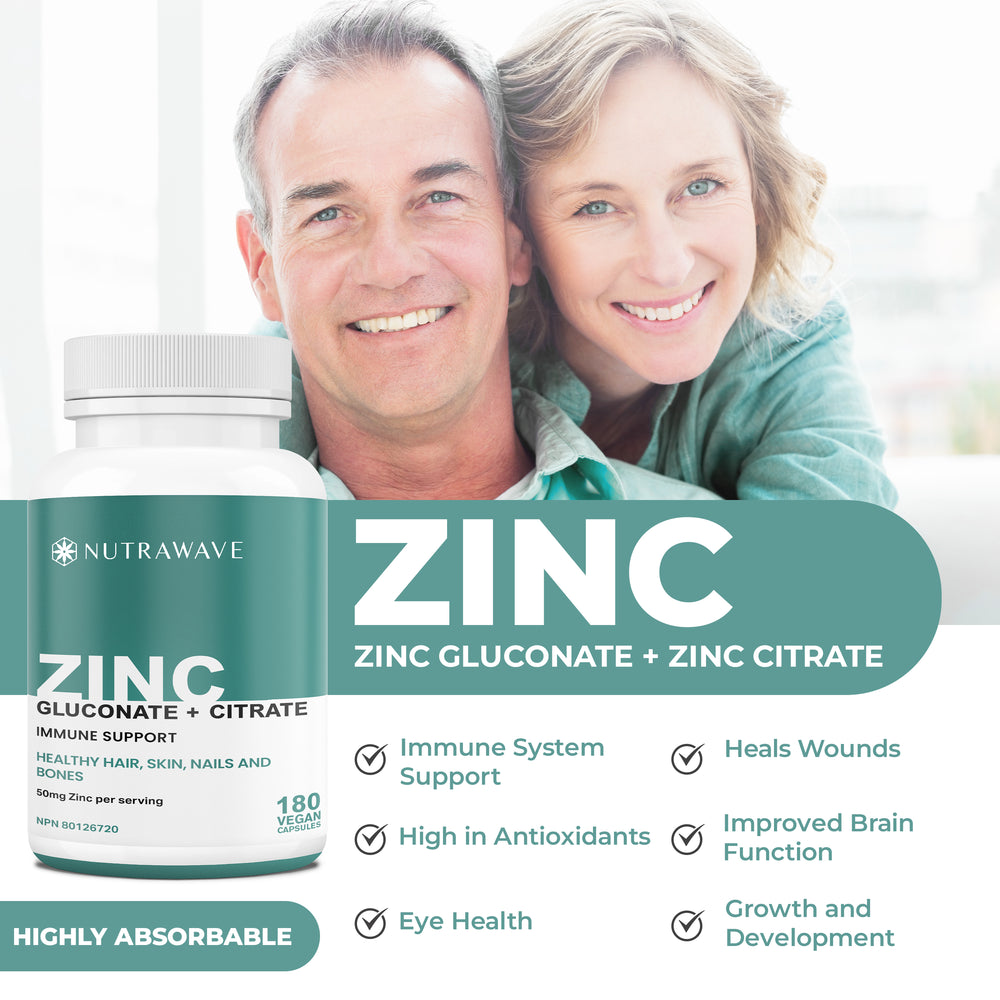 
                  
                    Zinc Gluconate & Zinc Citrate Chelated Capsules – 50mg
                  
                