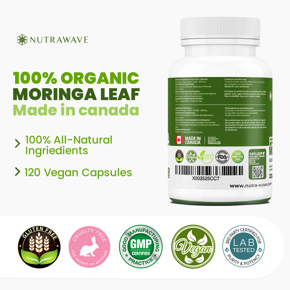 
                  
                    Organic Moringa Leaf Capsules - 1200mg
                  
                