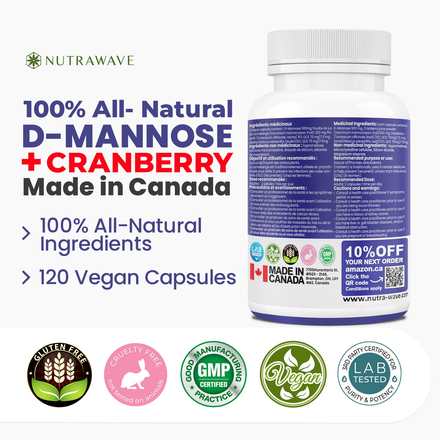 
                  
                    D-Mannose + Cranberry Capsules – 1000mg
                  
                