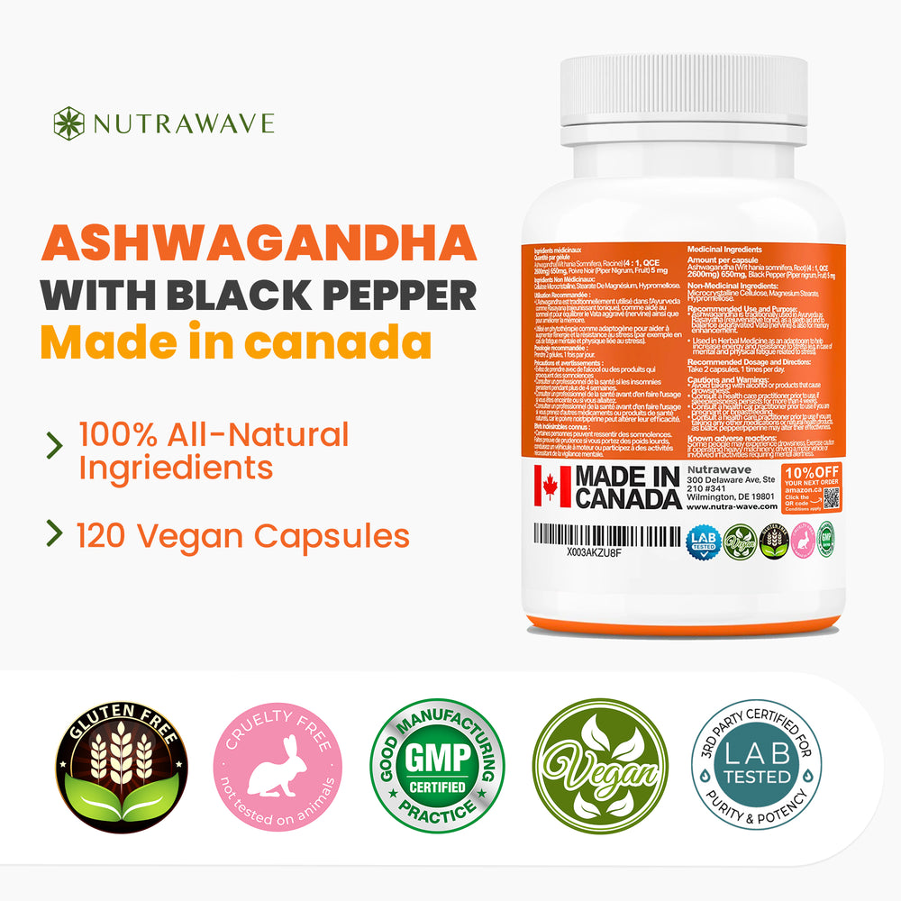 
                  
                    Ashwagandha Powder with Black Pepper Extract Capsules - 2600mg
                  
                