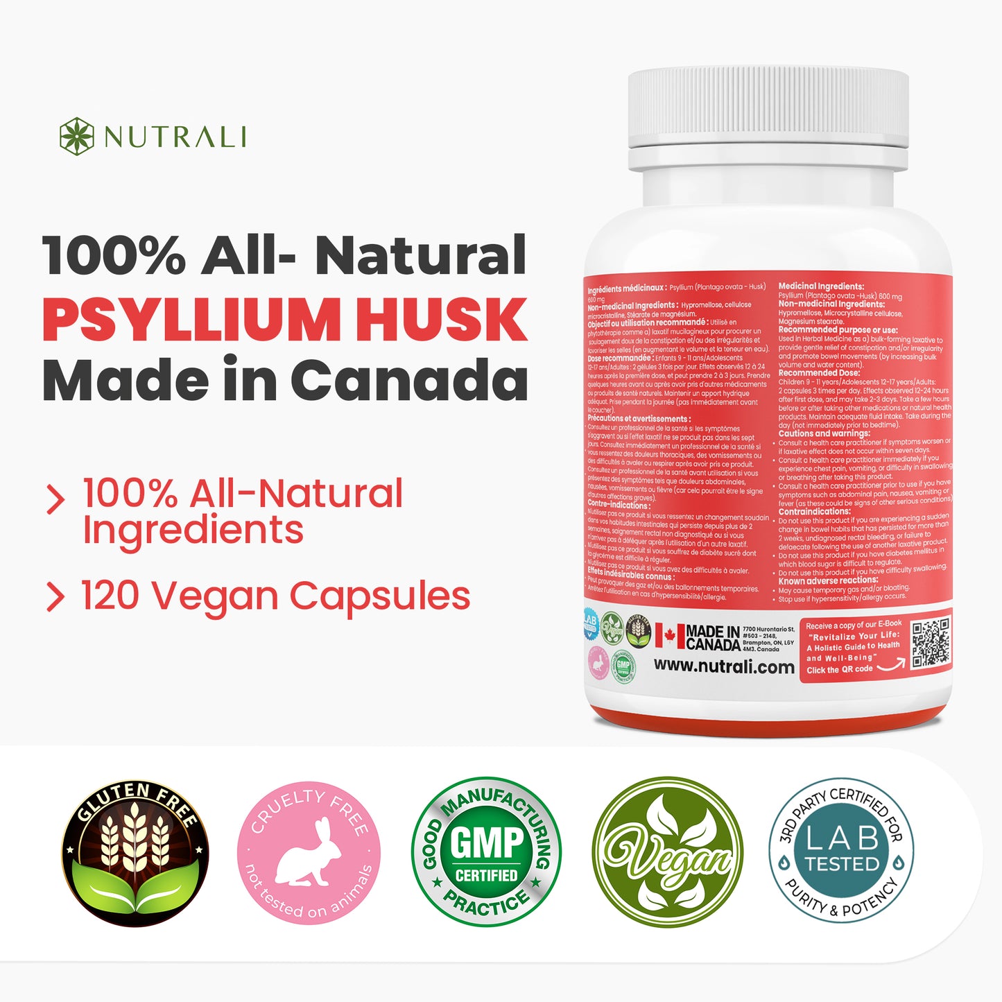 
                  
                    Psyllium Husk Fiber Capsules - 600mg
                  
                