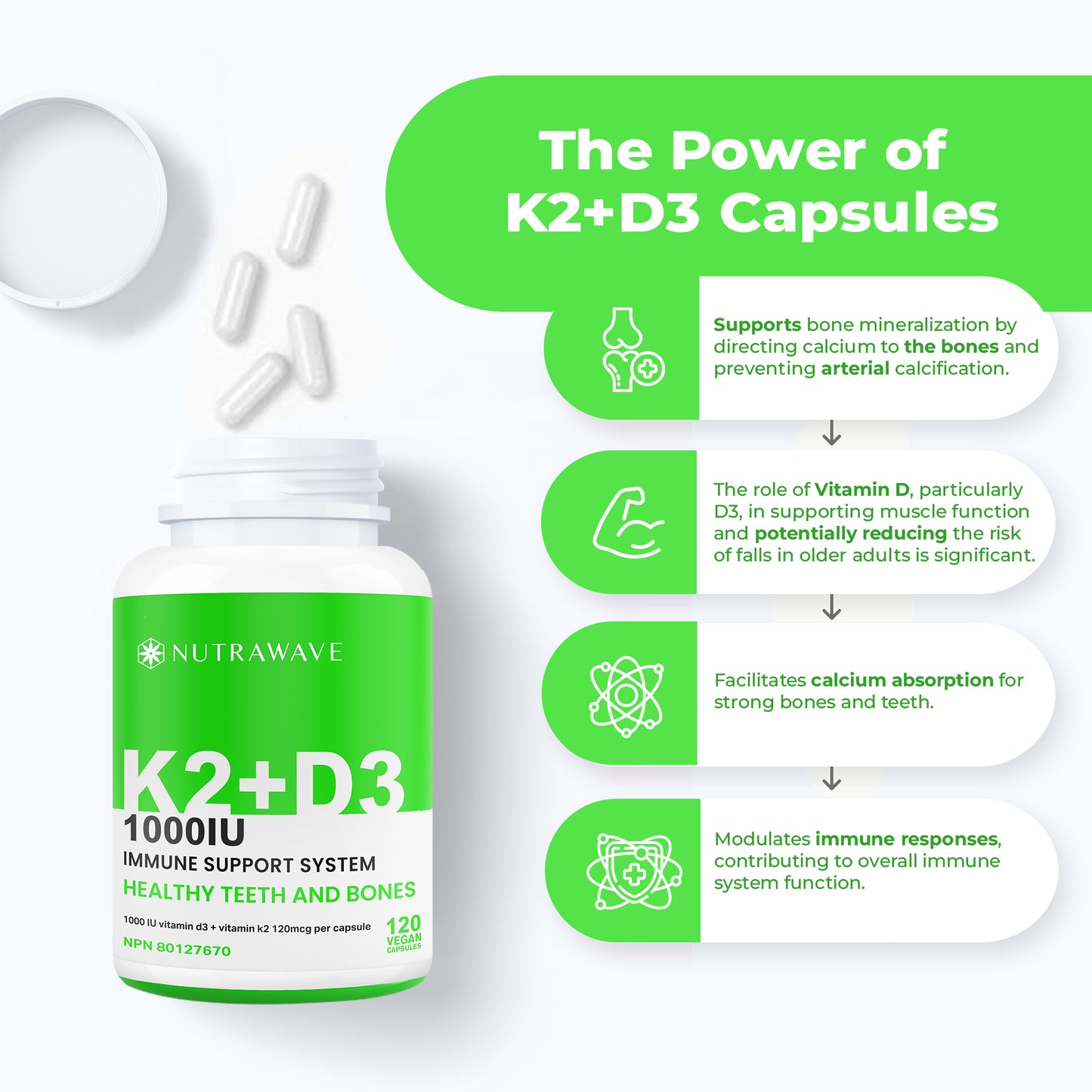 
                  
                    Vitamin D3 + K2 Capsules - 1000IU
                  
                