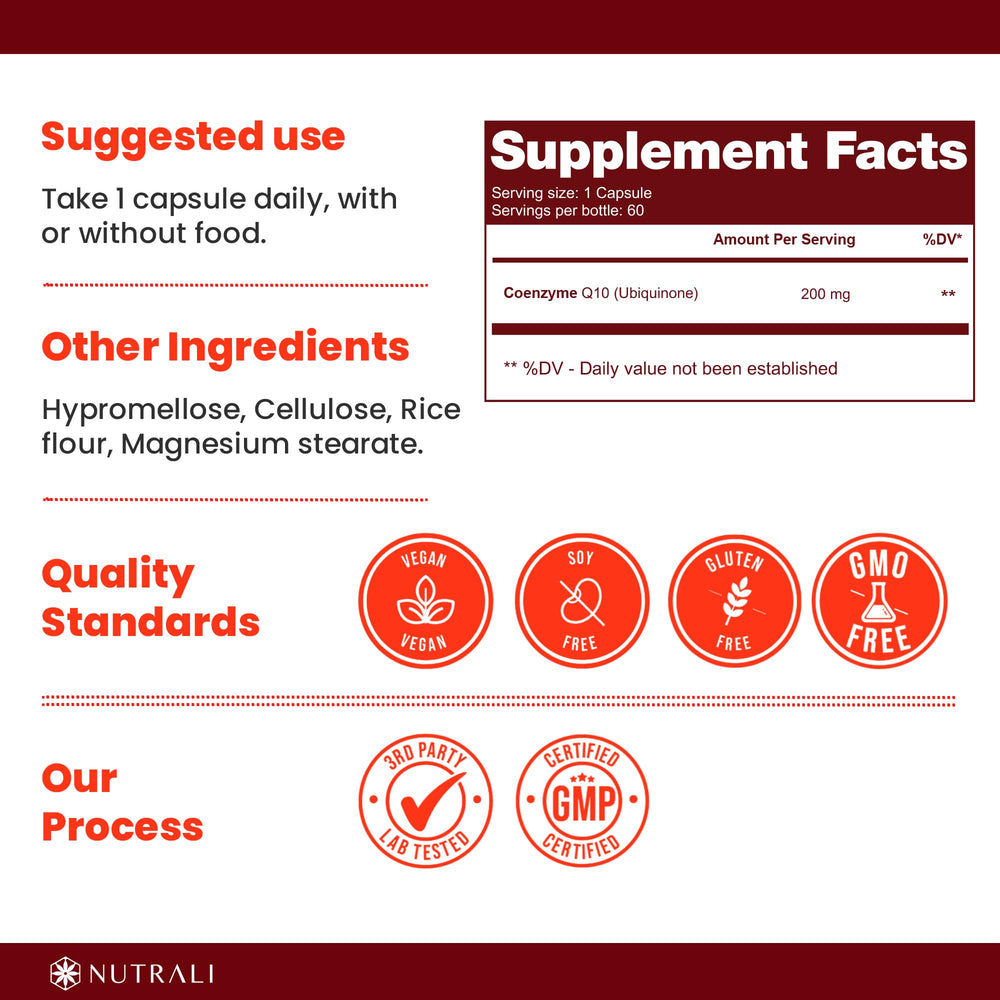 
                  
                    CoQ10 Ubiquinone Capsules - 200mg
                  
                
