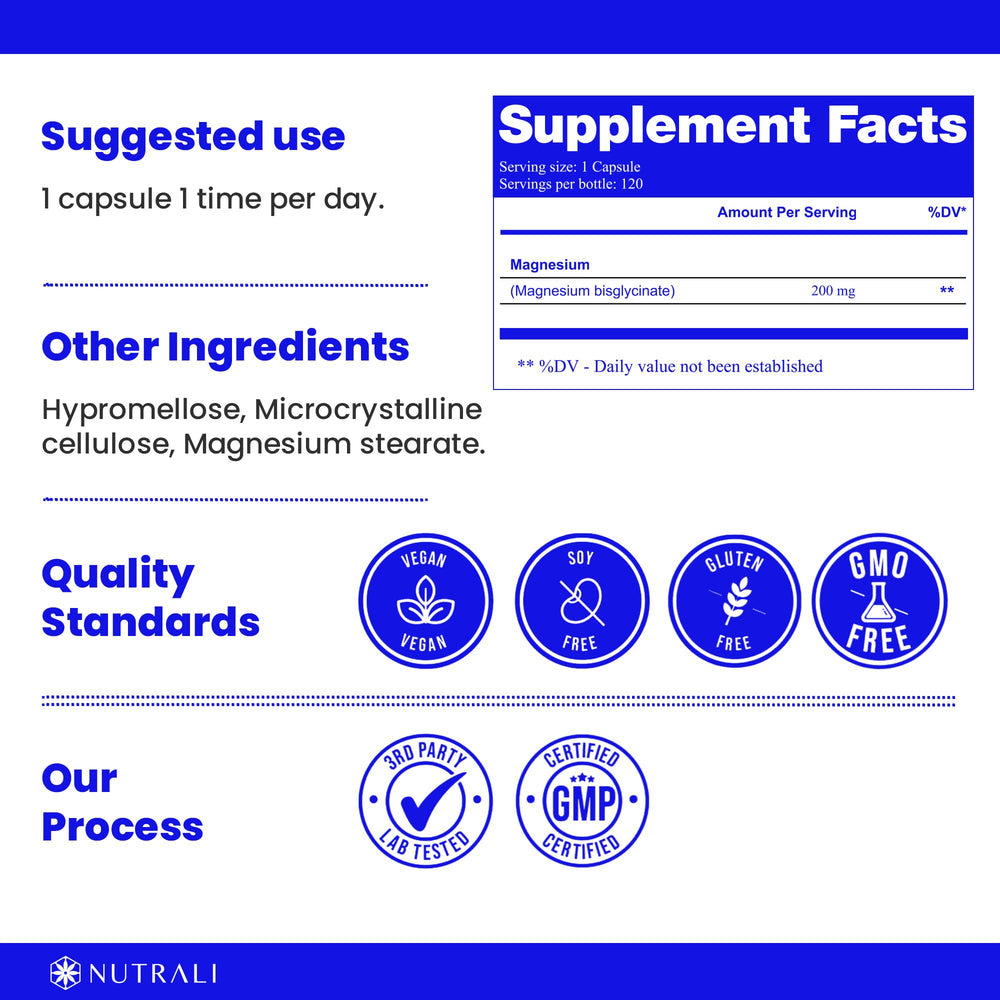 Magnesium Bisglycinate Chelated Capsules – 200mg