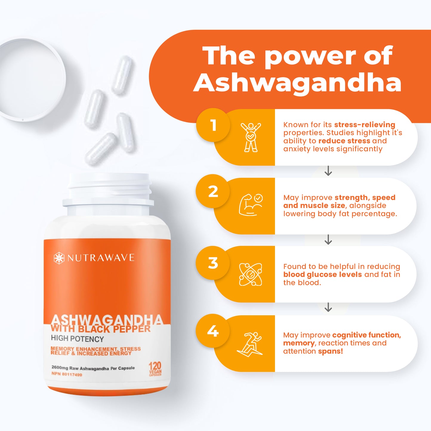 
                  
                    Ashwagandha Powder with Black Pepper Extract Capsules - 2600mg
                  
                