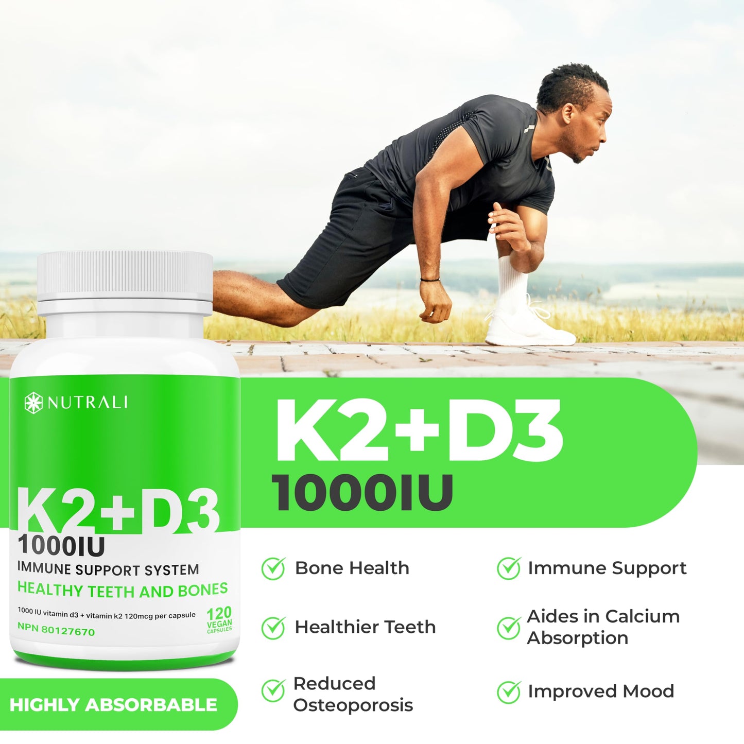 
                  
                    Vitamin D3 + K2 Capsules - 1000IU
                  
                