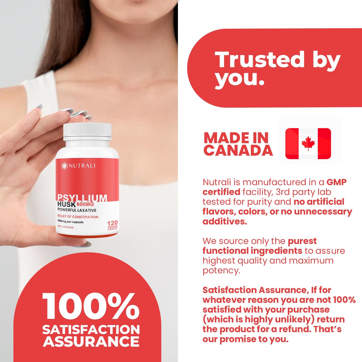 
                  
                    Psyllium Husk Fiber Capsules - 600mg
                  
                